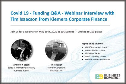 Covid 19 - Funding Q&A - Webinar Interview with Tim Isaacson from Kiemera Corporate Finance